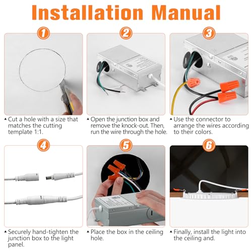 OOOLED Recessed Lighting 6 Inch, Canless LED Recessed Light Fixtures with Junction Box, 12W (100W Eqv), 950LM, 5000K Daylight, Dimmable LED Downlight and Ceiling Lights LED, ETL Listed, 12-Pack