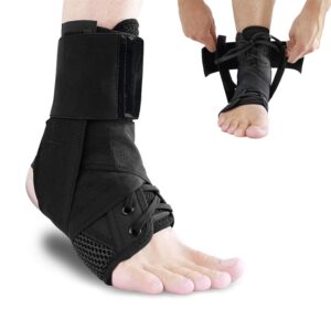 Lace Ankle Stabilizer Brace, Women Men Breathable Adjustable Foot Support Wrap for Sport, Ankle Sprain, Plantar Fasciitis, Injury Recovery