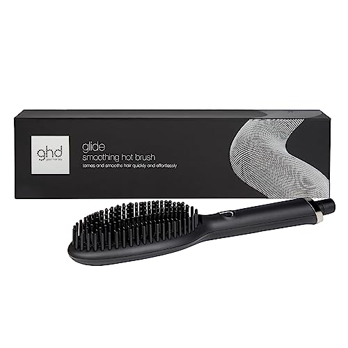 ghd Glide Hot Air Hair Brush ― Professional Smoothing Blow Dryer, Ceramic Hair Straightener, Styler, and Blow Dry Brush ― Black