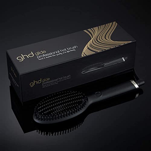 ghd Glide Hot Air Hair Brush ― Professional Smoothing Blow Dryer, Ceramic Hair Straightener, Styler, and Blow Dry Brush ― Black