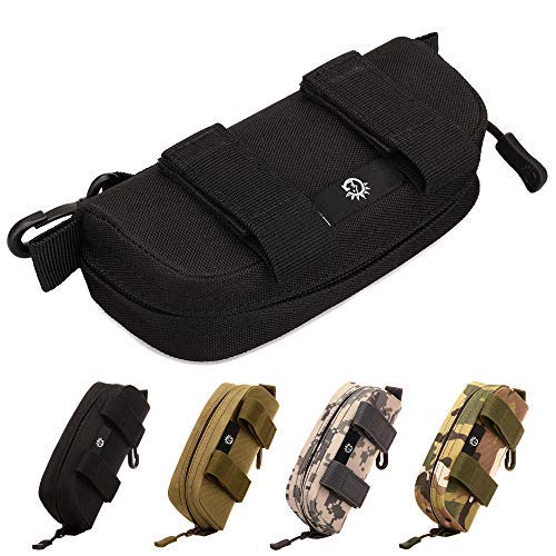 CamGo Tactical Sunglasses Hard Case Portable Molle Zipper Nylon Eyeglasses Carrying Case with Clip