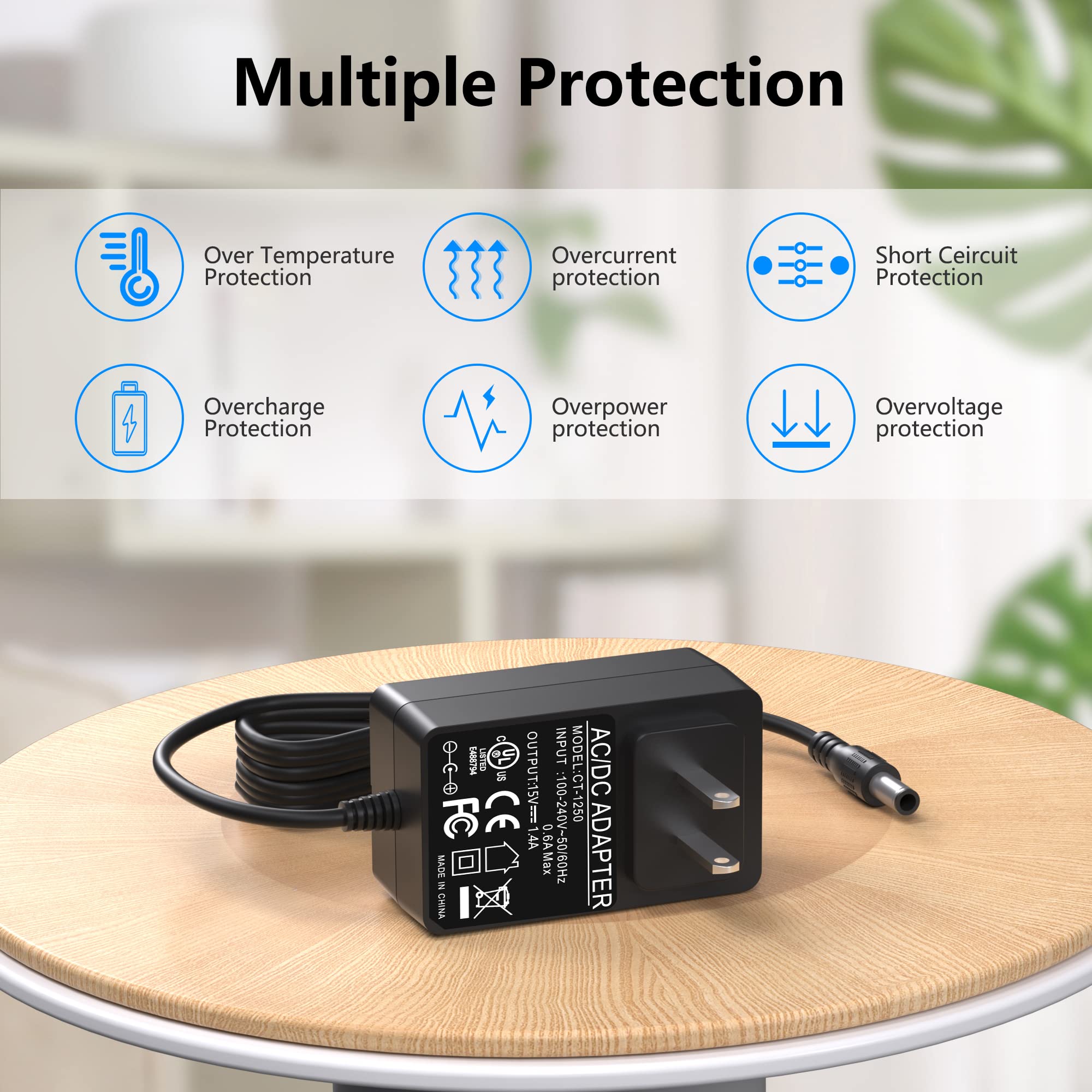 21W Replacement for Echo Alexa Charger compatible with Echo1st & 2nd Gen, Fire TV (2nd Gen), Show (1st Gen), Plus (1st Gen), Look, Link Power Adapter【5FT】