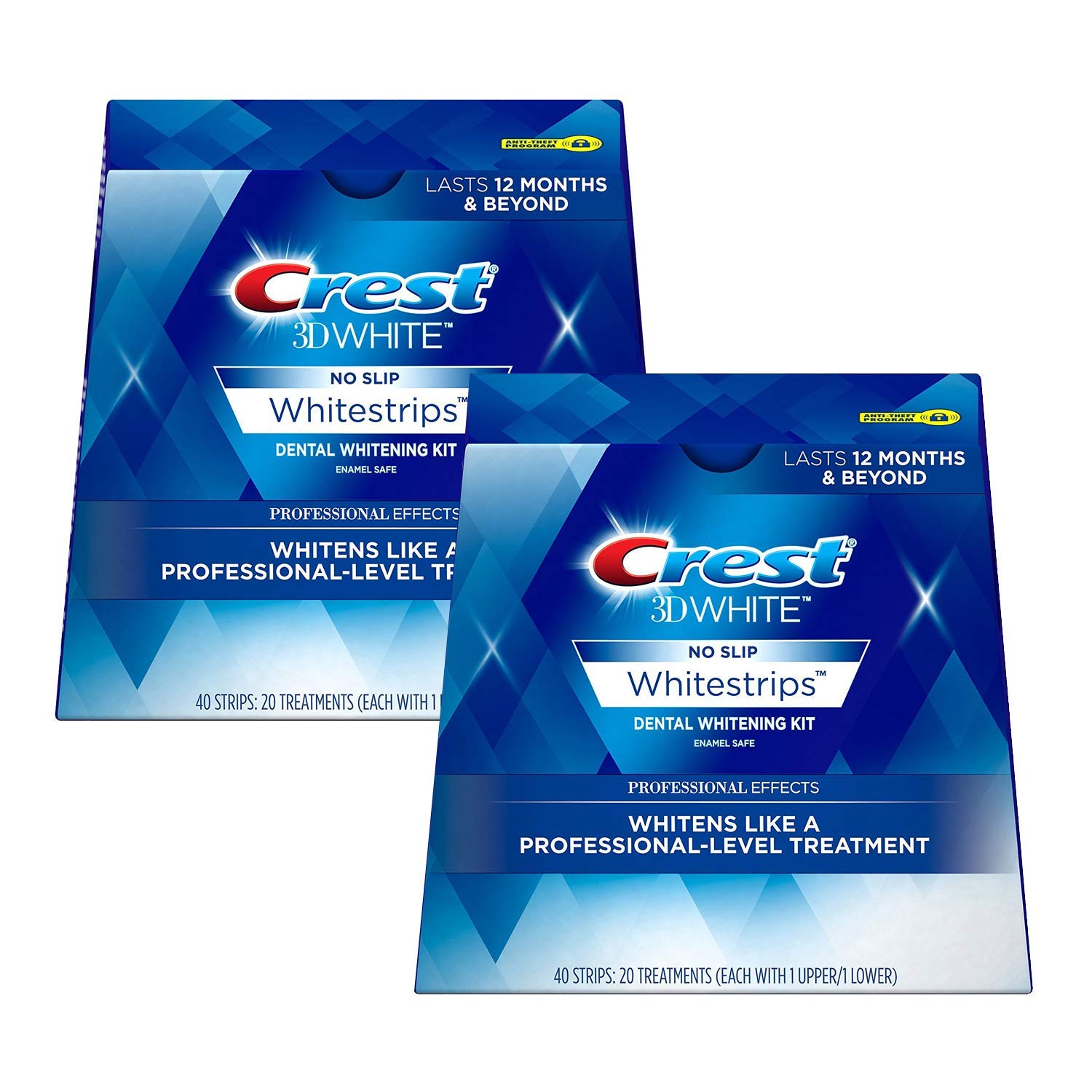 Crest 3D White Professional Effects Whitestrips Teeth Whitening Strips Kit 80 Count (Pack of 2)