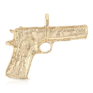 Ioka - 14K Yellow Gold Rifle Gun Charm Tiny Pendant For Necklace or Chain