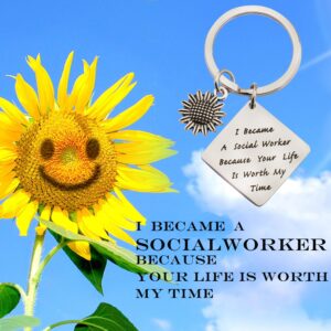 Social Worker Gift I Became A Social Worker Because Your Life is Worth My Time Keychain Thank You Gift,MSW Graduation Gift (Social Worker)