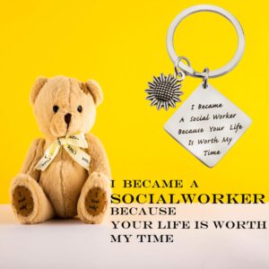 Social Worker Gift I Became A Social Worker Because Your Life is Worth My Time Keychain Thank You Gift,MSW Graduation Gift (Social Worker)