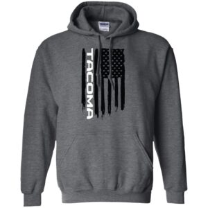 Wheel Spin Addict Tacoma American Flag Pullover Hoodie Dark Heather/M