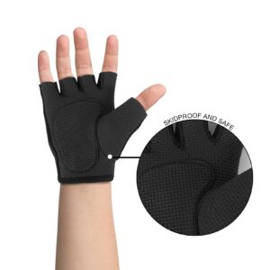 Luwint Kids Fingerless Workout Gloves - Anti-Slip Fitness Mitten for Children Cycling Yoga Weightlifting, 1 Pair