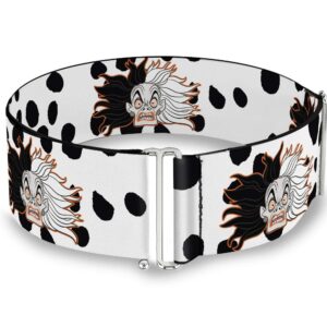 Buckle-Down Women's Cinch Belt Cruella Driving Dalmatian Spots 23 to 42 Inch, Multicolor