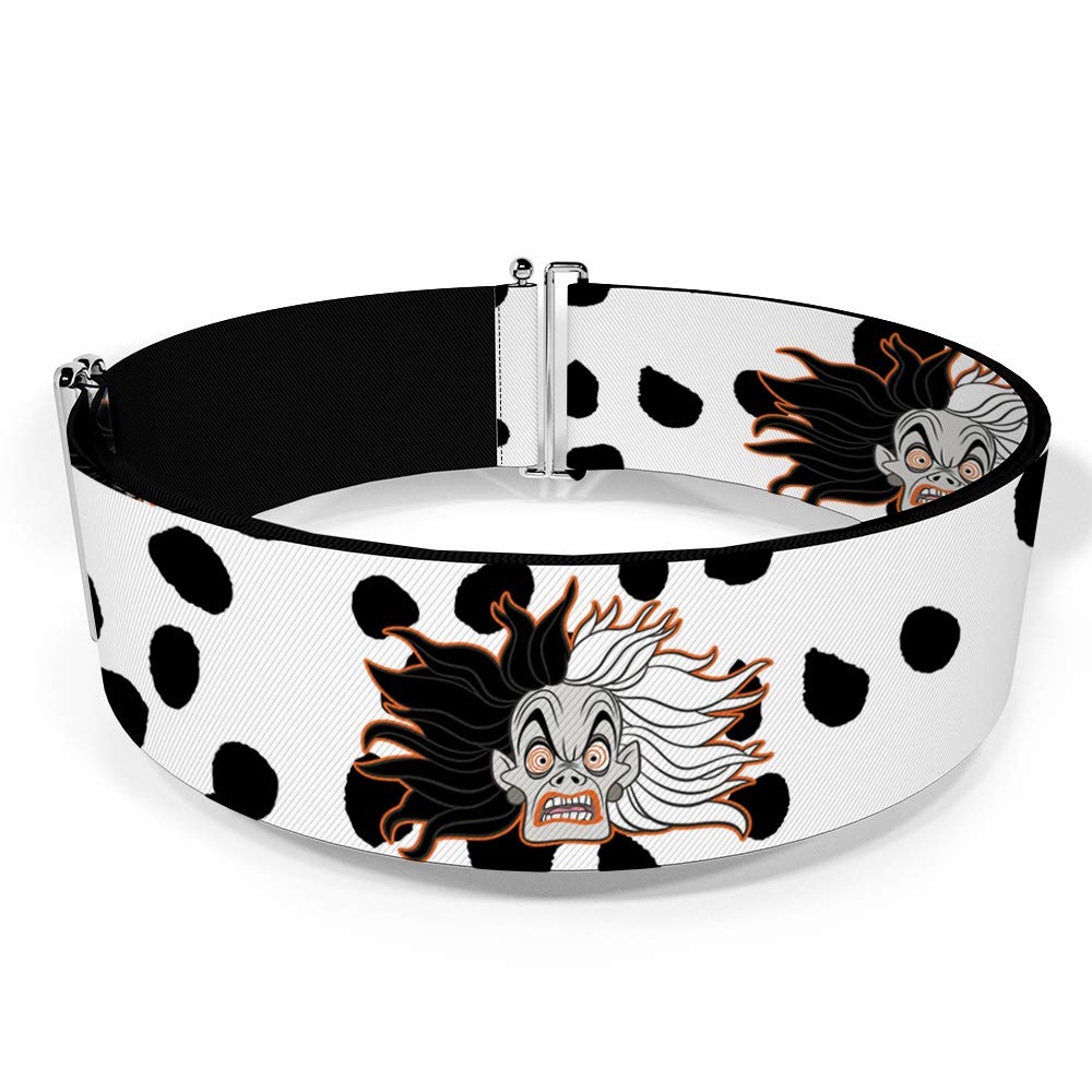 Buckle-Down Women's Cinch Belt Cruella Driving Dalmatian Spots 23 to 42 Inch, Multicolor