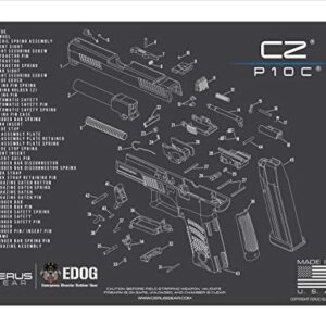 EDOG CZ 10 C0c Gun Cleaning Mat - Schematic (Exploded View) Diagram Compatible with CZ10C Series Pistol 3 mm Padded Pad Protect Your Firearm Magazines Bench Surfaces Gun Oil Solvent Resistant