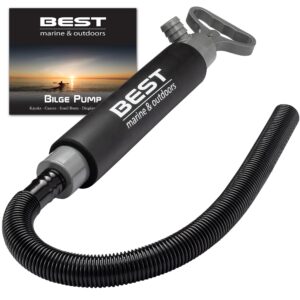 Best Marine and Outdoors Manual Bilge Pump, Portable Hand Water Pumps with 2ft Hose, Kayak & Boat Emergency Accessories, Small, Hand Operated, Suction & Siphon Water Extractor & Removal