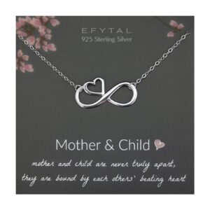 efytal 925 sterling silver infinity heart necklace, best birthday gift ideas for women, mom necklaces for mother's day, pendant jewelry for her