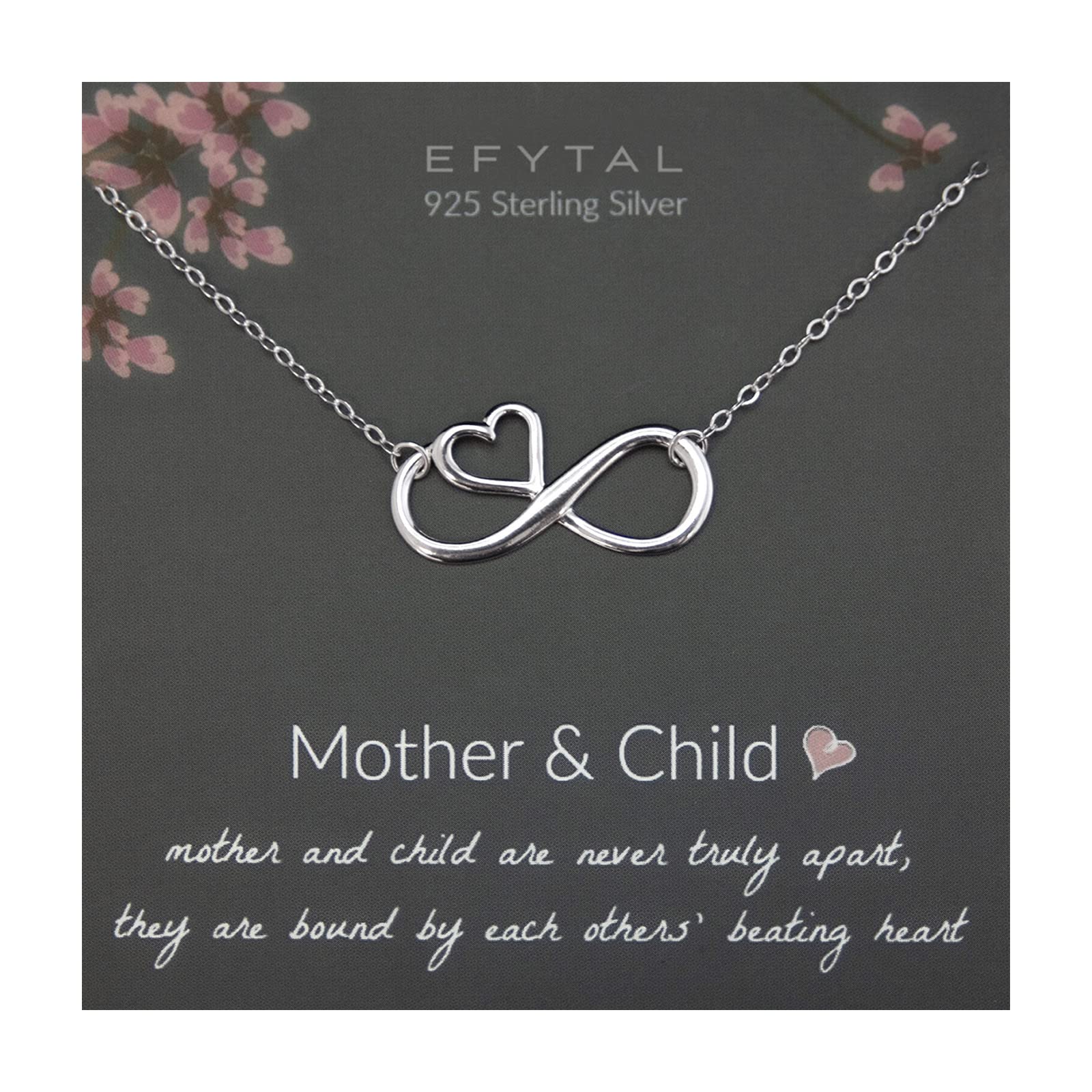 EFYTAL 925 Sterling Silver Infinity Heart Necklace, Best Birthday Gift Ideas for Women, Mom Necklaces for Mother's Day, Pendant Jewelry for Her