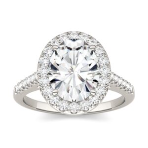 14k white gold moissanite by charles & colvard 10x8mm oval engagement ring-size 7 3.48cttw dew