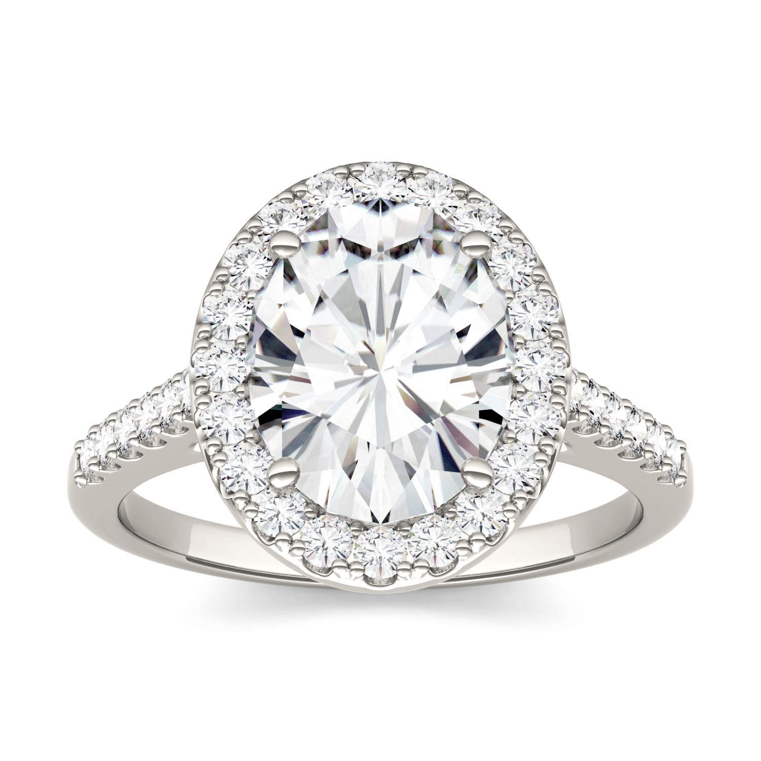 14K White Gold Moissanite by Charles & Colvard 10x8mm Oval Engagement Ring-size 7 3.48cttw DEW