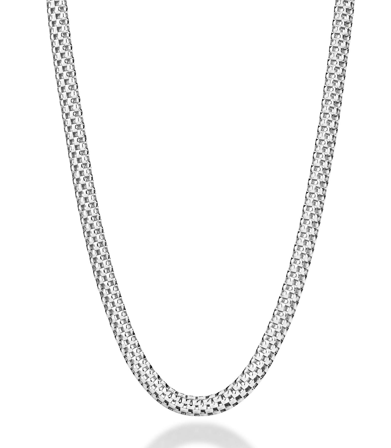 Miabella 925 Sterling Silver Italian 4mm Mesh Link Chain Necklace for Women, Made in Italy (Length 20 Inches)