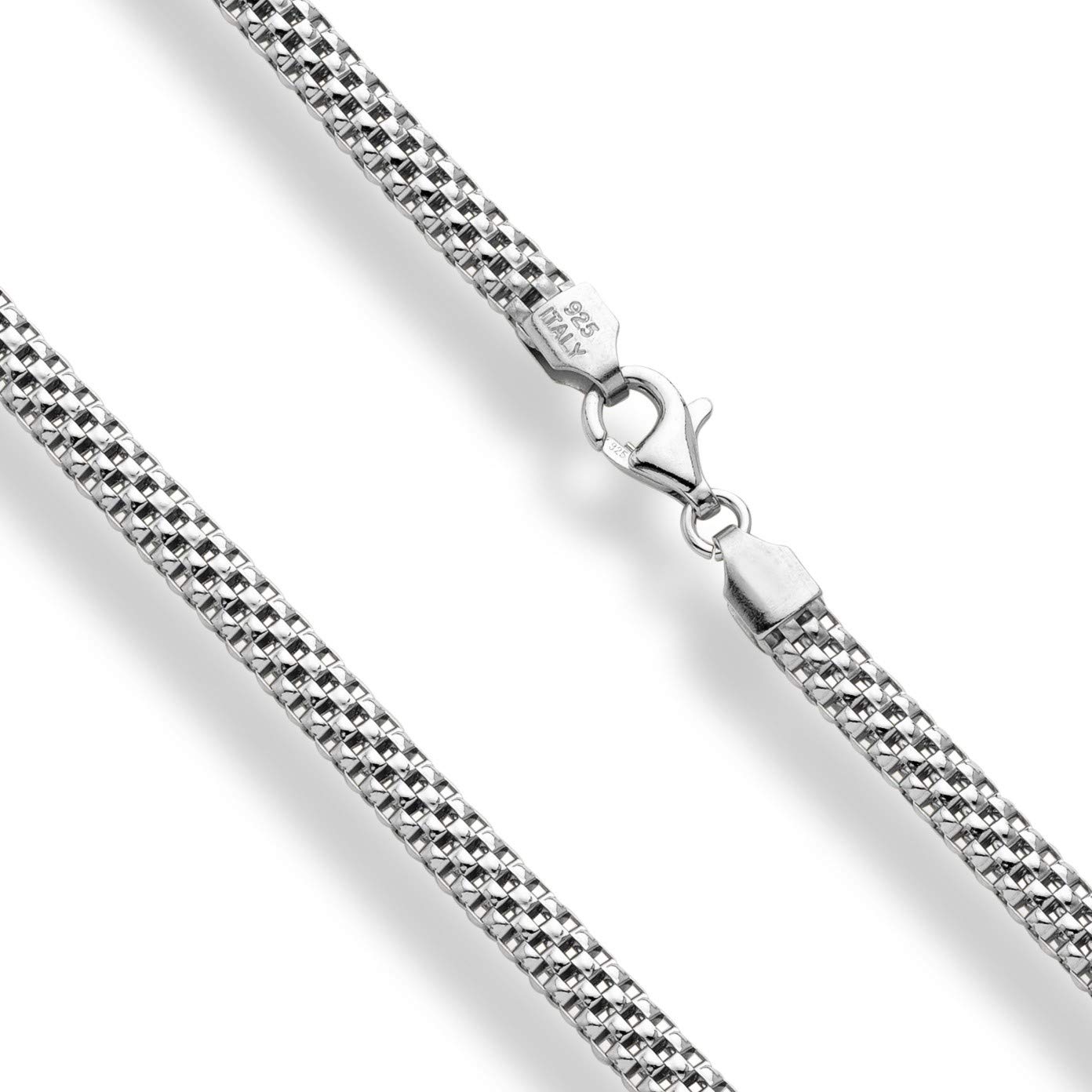 Miabella 925 Sterling Silver Italian 4mm Mesh Link Chain Necklace for Women, Made in Italy (Length 20 Inches)