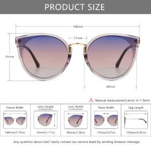 SUNGAIT Oversized Vintage Polarized Cat Eye Sunglasses for Women UV400