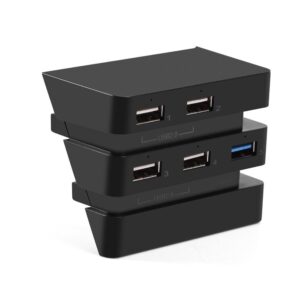 bewinner 5-port usb hub, 5 port usb hub for playstation 4 pro console, 1 usb 3.0 and 4 usb 2.0 port,unique led indicators - black