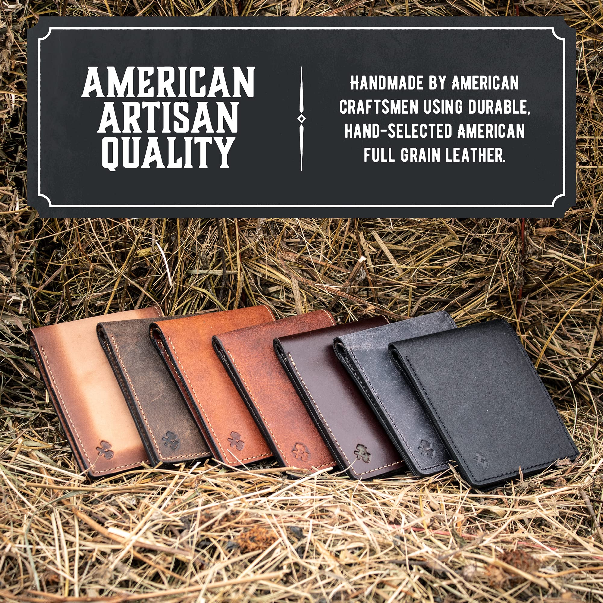 Main Street Forge Bifold Leather Wallet For Men | Made in USA | Mens Bifold Wallets | American Made | Tobacco Snakebite Brown