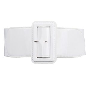 Hanna Nikole Women's Ladies Elastic Stretch Wide Vintage Waist Belt White Size M