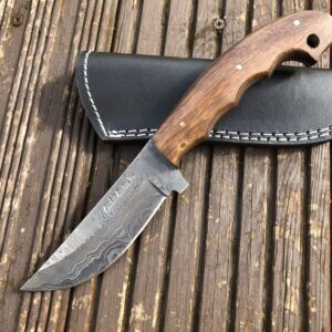 Perkin Knives 6400 Handmade Damascus Steel Hunting Knife with Sheath