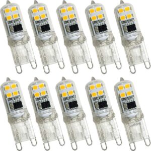 lxcom lighting 2w g9 led bulb dimmable led corn light bulbs(10 pack)- led chandelier light bulb warm white 3000k 20w halogen bulb g9 base lighting for chandelier landscape lighting,ac110v