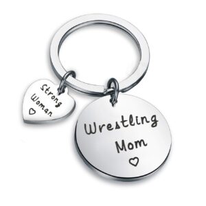 feelmem wrestler gifts keychain wrestling mom gift wrestling jewelry gift for wrestling mom wrestling sports mom or wrestling coach (silver)