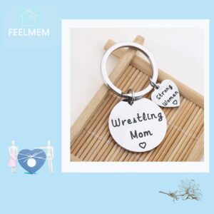 FEELMEM Wrestler Gifts Keychain Wrestling Mom Gift Wrestling Jewelry Gift for Wrestling Mom Wrestling Sports Mom or Wrestling Coach (Silver)