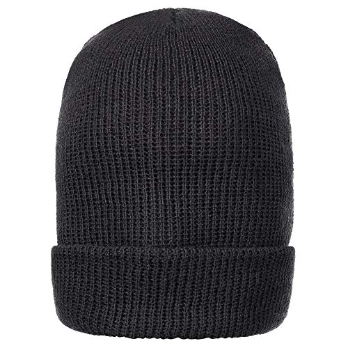 Warm Winter Watch Cap 100% Wool Beanie Made in USA to Military Specifications (1 Pack, Black)