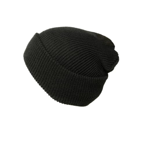 Warm Winter Watch Cap 100% Wool Beanie Made in USA to Military Specifications (1 Pack, Black)