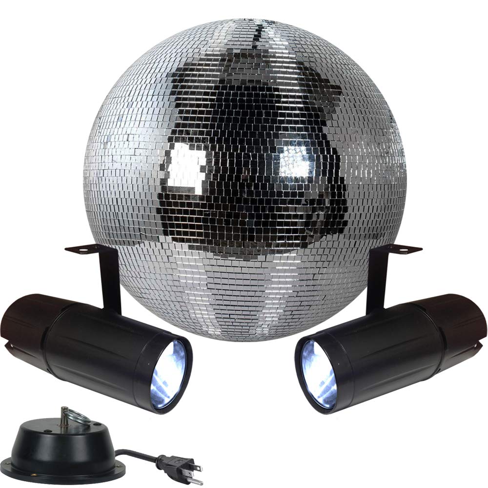 12" Disco Mirror Ball Complete Party Kit with 2 LED Pinspots and Motor - Adkins Professional Lighting