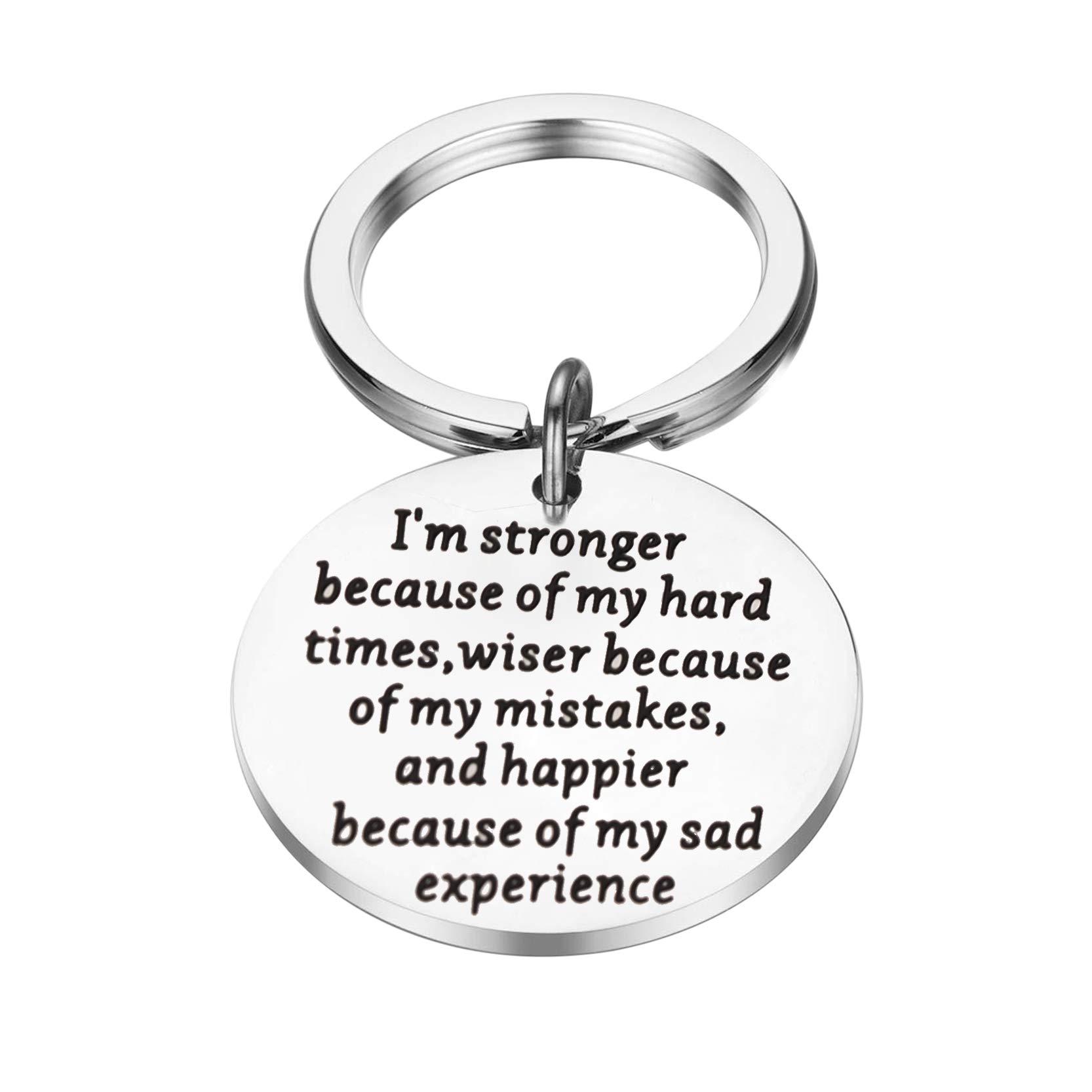 BEKECH Divorce Gift Break Up Gift Cancer Awareness Gift I'm Stronger Because of My Hard Time Strength Jewelry Keychain Gift for Best Friend New Adventure (silver)