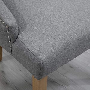 HomeSailing 4 Comfy Armchairs Dining Room Chairs with Arms Only Grey Fabric Upholstered Kitchen Chairs High Back Button Tufted Padded Side Chairs for Living Room Wood Oak Legs Chairs (Gray Set of 4)