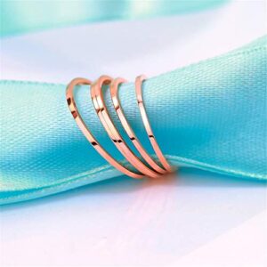 Rinspyre 8 Pieces Stainless Steel 1mm Women's Stacking Ring Set Plain Band Dainty Knuckle Midi Rings Comfort Fit Gold Tone