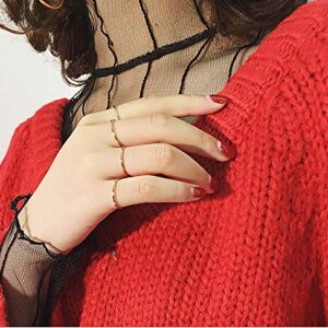 Rinspyre 8 Pieces Stainless Steel 1mm Women's Stacking Ring Set Plain Band Dainty Knuckle Midi Rings Comfort Fit Gold Tone