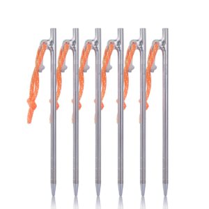 iBasingo 6 pcs Titanium Alloy Tent Pegs Outdoor Camping Awning Tent Stakes Lightweight Tent Nail Ti4012P-20CM