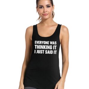 FANNOO Workout Tank Tops for Women-Womens Funny Saying Fitness Gym Sarcastic Racerback Sleeveless Shirts Black