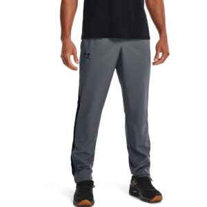 under armour men's woven vital workout pants , pitch gray (012)/black, large