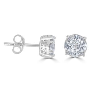 3/4 CTW Womens Round Diamond Stud Earrings Set In 925 Sterling Silver or 14K White Gold (925 STERLING SILVER | Diamond Clarity: I2-I3)