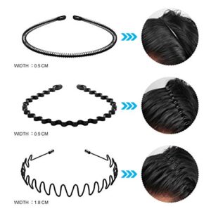 Lurrose 6Pcs Unisex Wavy Headband Metal Men Hair Band Elastic Non Slip Hair Hoop Sports Fashion Headwear for Women Menf