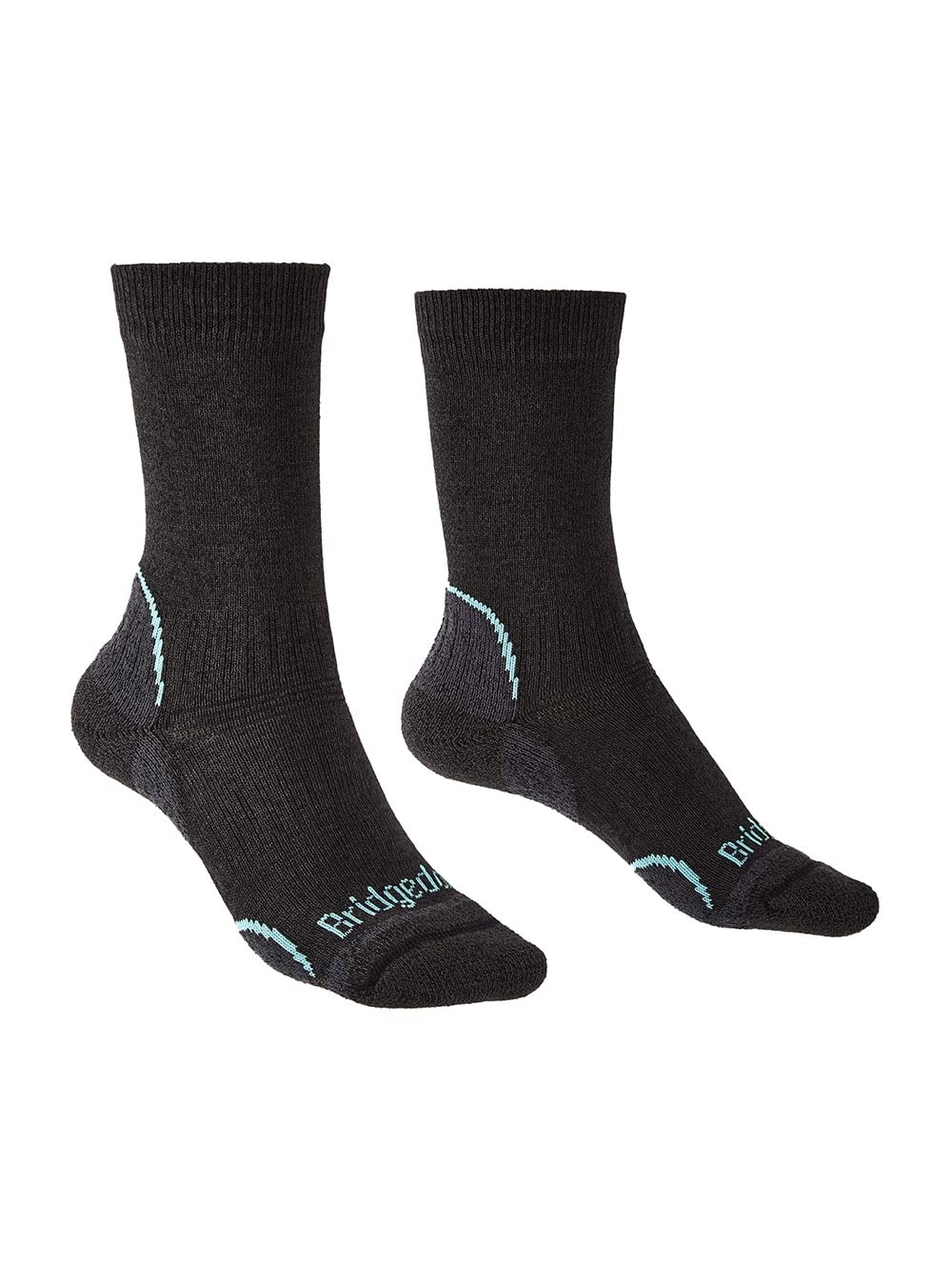 Bridgedale Lightweight Coolmax Performance Boot Socks, Womens, Graphite/Mint, Medium