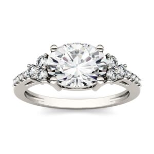 14k white gold moissanite by charles & colvard 9x7mm oval engagement ring-size 7 2.30cttw dew