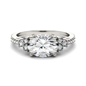 14K White Gold Moissanite by Charles & Colvard 9x7mm Oval Engagement Ring-size 7 2.30cttw DEW