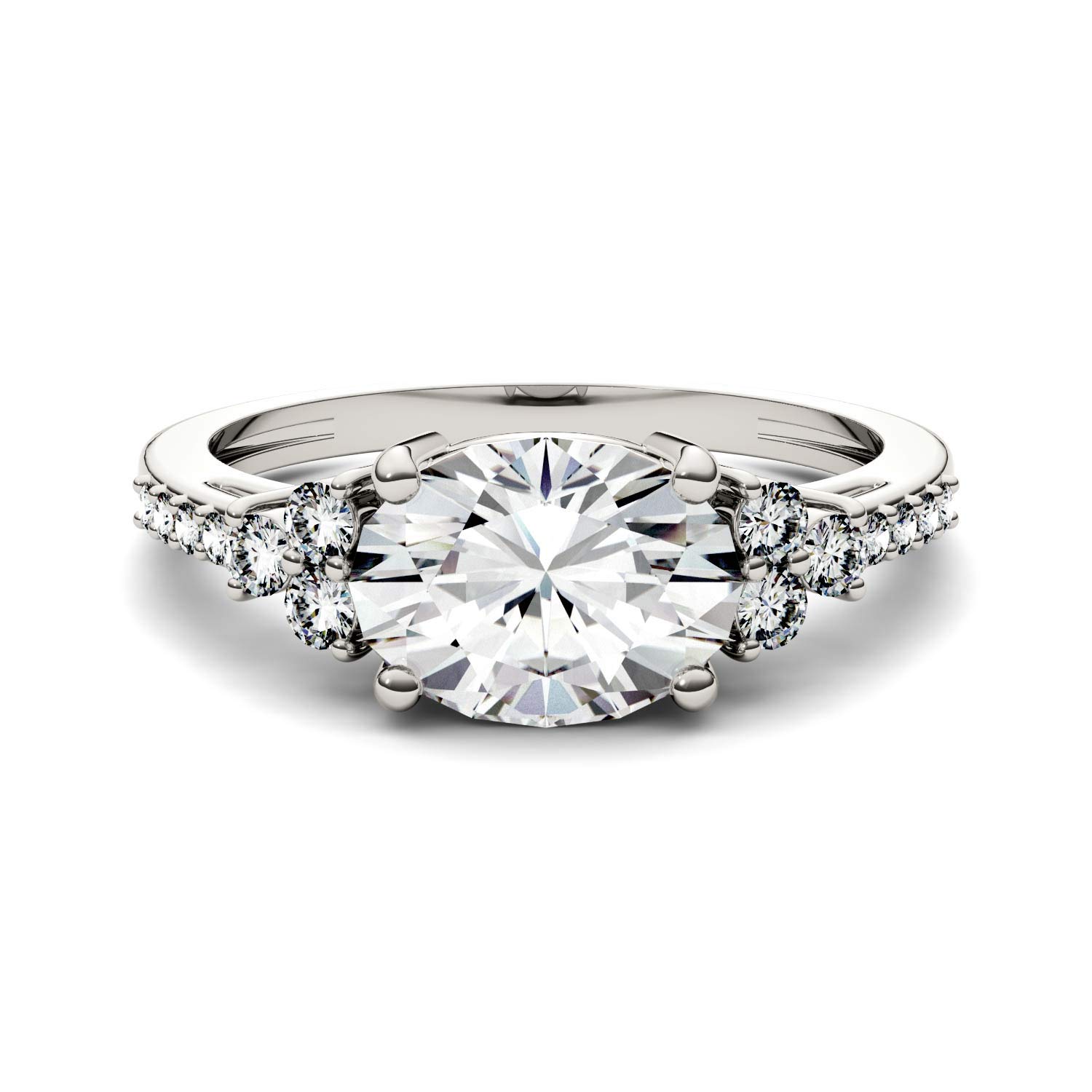 14K White Gold Moissanite by Charles & Colvard 9x7mm Oval Engagement Ring-size 7 2.30cttw DEW