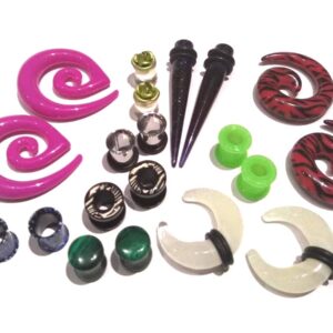 Zaya Body Jewelry 8 Pair 00g Assortment Mix of Ear Plugs Tapers Spirals Tunnels Acrylic Steel Organic Gauges Sizes 8g-5/8 (00g 10mm)