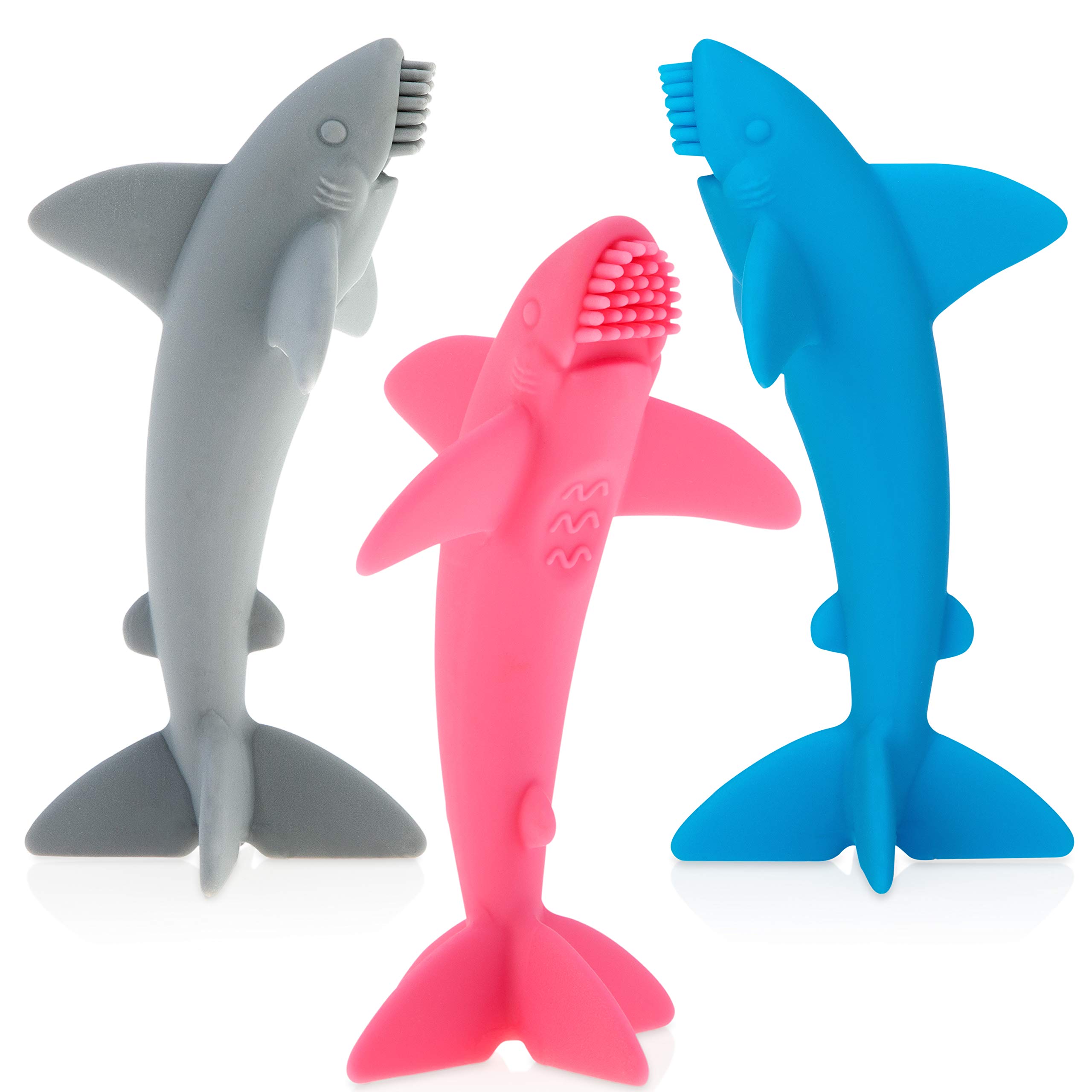 Nuby Grooming Lil Shark Massaging Toothbrush, Colors May Vary, 1pk, 5"