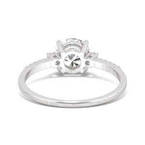 Charles & Colvard Created Moissanite 7mm Round Cut Engagement Ring for Women | 1.31 cttw DEW | Lab Grown | Solid 14K White Gold with Rhodium | Size 7