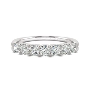 14K White Gold Moissanite by Charles & Colvard 3mm Round Wedding Band-size 6 0.70cttw DEW